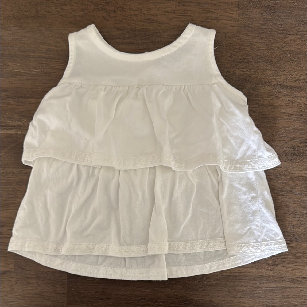 White Tiered Lace Tank Top with Ruffled Design